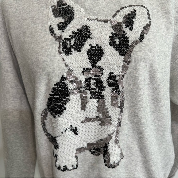 FOREVER 21 Gray Long-sleeve Pullover Sweatshirt With Sequins Dog Size Medium - Picture 3 of 9